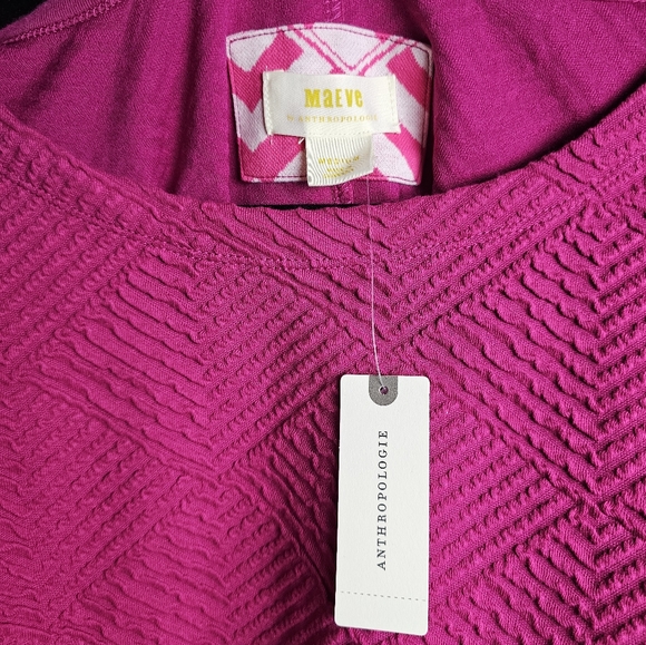 Anthropologie Maeve Hot Pink Mikayla Textured Peplum Long Sleeve Blouse M - Picture 4 of 9